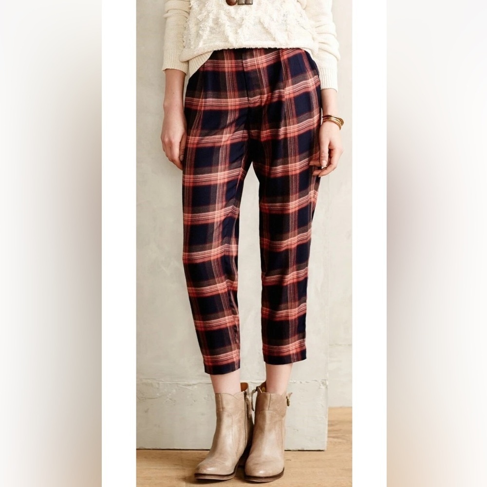Anthropologie Cartonnier Tartan Plaid Cropped Pants - Picture 4 of 14